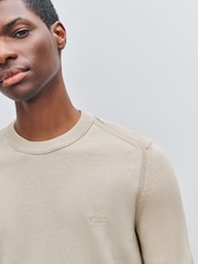 BOSS Cream Asac Regular-Fit Logo Jumper - Image 3 of 4