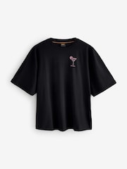 BOSS Black Oversize 100% Cotton Cocktail Graphic Fit T-Shirt - Image 1 of 1