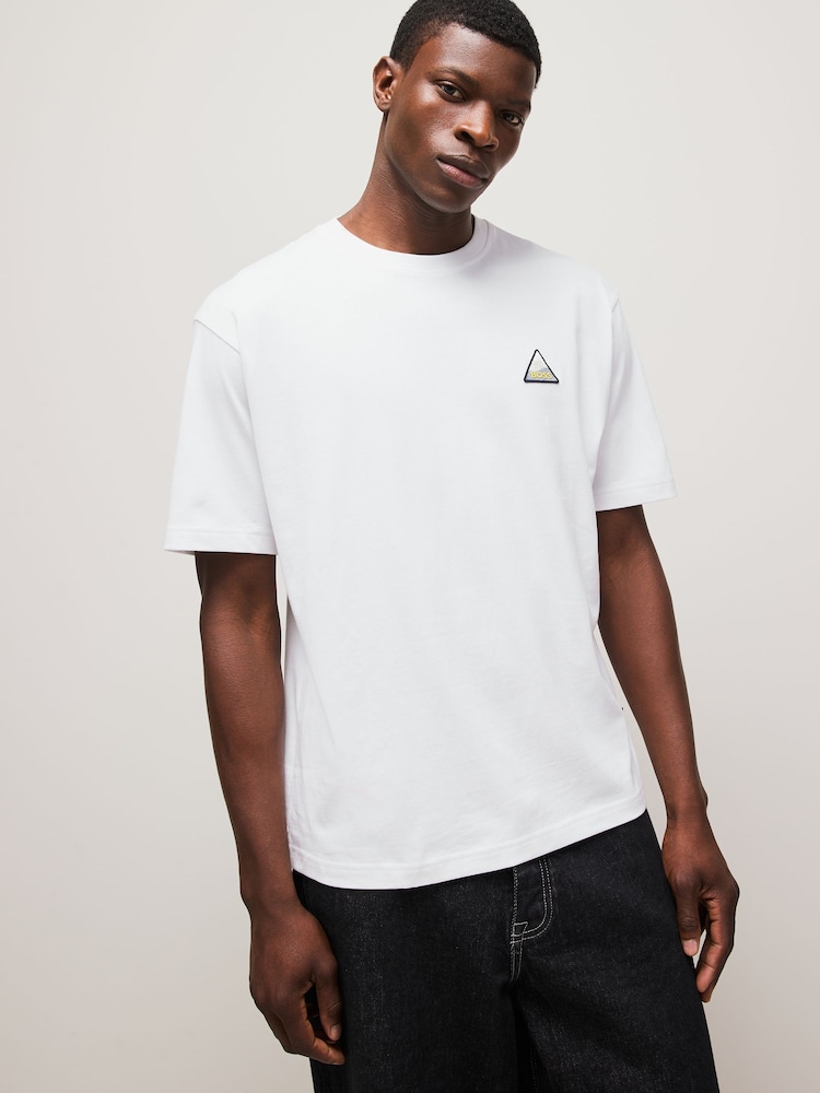 BOSS White Relaxed-Fit 100% Cotton Logo T-Shirt - Image 1 of 4