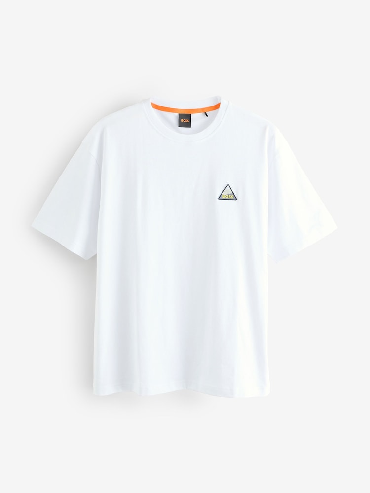 BOSS White Relaxed-Fit 100% Cotton Logo T-Shirt - Image 4 of 4