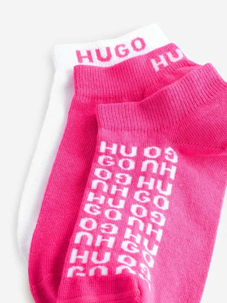 HUGO Pink Logo Ankle Socks 3 Pack - Image 6 of 6