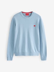 HUGO Blue Crew Neck 100% Cotton Jumper - Image 1 of 1
