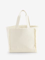 HUGO White Becky Cotton Fringe Tote Bag - Image 2 of 5