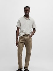 Crema - BOSS Relaxed Fit Tipped Collar Polo Shirt - Imagen 3 de 4