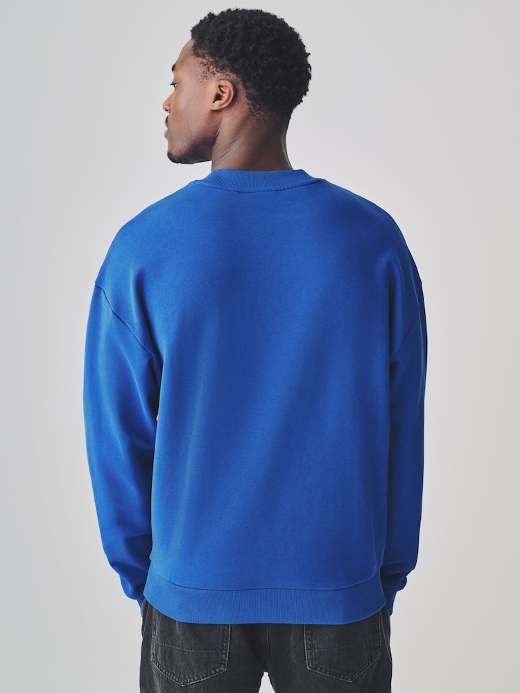 HUGO Blue Chest Logo 100% Cotton Sweat Top - Image 2 of 7