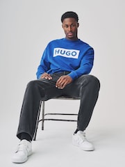 HUGO Blue Chest Logo 100% Cotton Sweat Top - Image 5 of 7