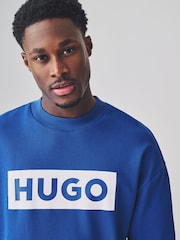 HUGO Blue Chest Logo 100% Cotton Sweat Top - Image 6 of 7