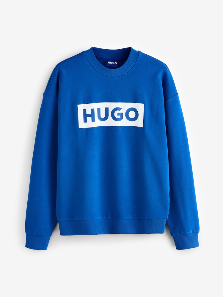 HUGO Blue Chest Logo 100% Cotton Sweat Top - Image 7 of 7