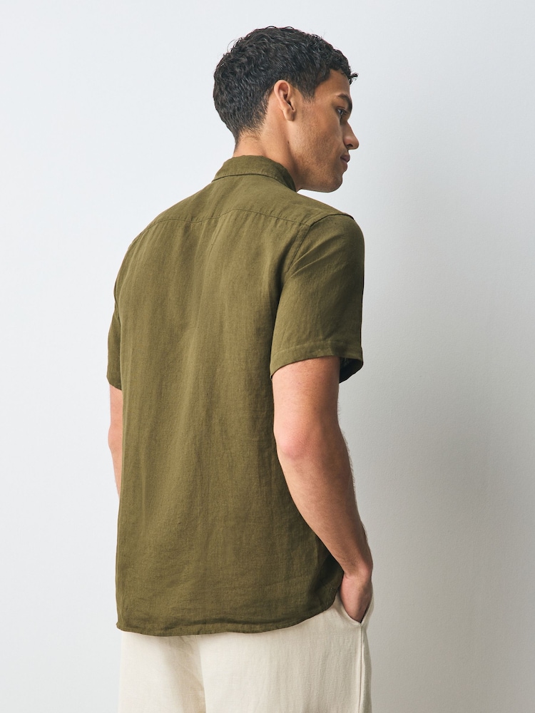 BOSS Green Slim Fit Roan 100% Linen Shirt - Image 2 of 5