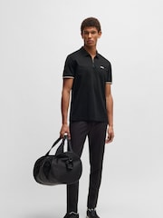 أسود - BOSS Regular Fit Golf Philix Zip Neck 100% Cotton Polo Shirt - صورة 3 من 5