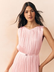 BOSS Pink Davaria Pleated Texture Midi Dress - Image 3 of 4