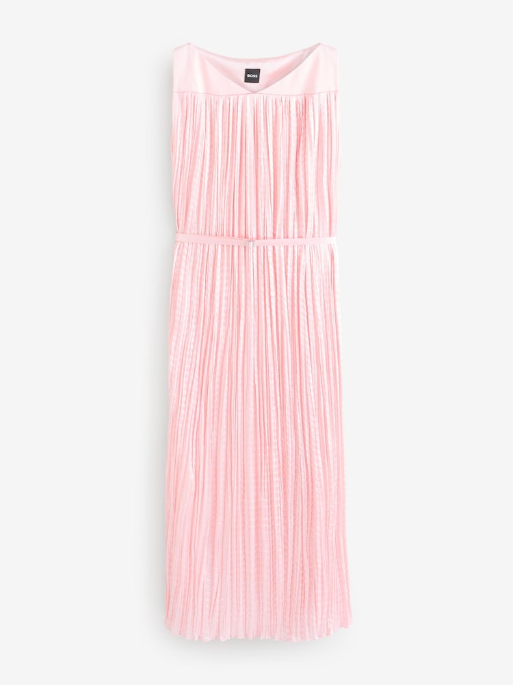 BOSS Pink Davaria Pleated Texture Midi Dress - Image 4 of 4