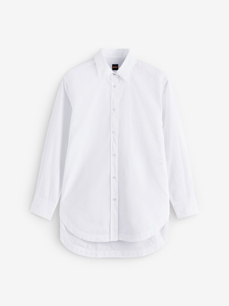 BOSS White Embroidered Logo 100% Cotton Shirt - Image 10 of 10