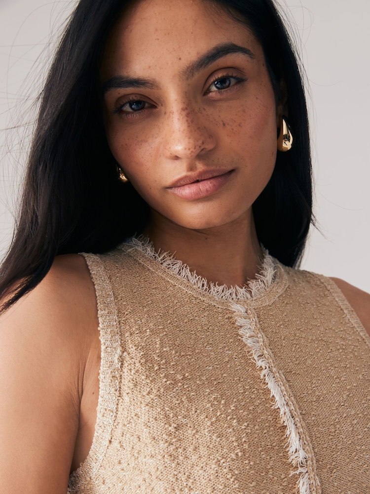 BOSS Natural Fovina Knitted Sleevless Dress - Image 4 of 5