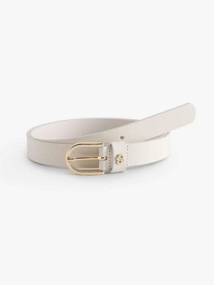 BOSS White Scarlet Leather Belt - Image 1 of 3