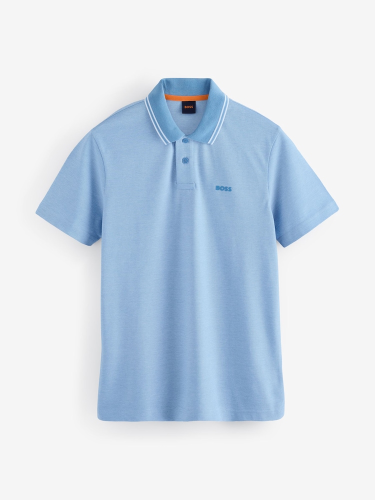 BOSS Blue Sky Relaxed Fit Tipped Collar Polo Shirt - Image 4 of 4