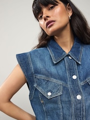 BOSS Denim Trucker Button Through Vest Jacket - Imagen 3 de 4