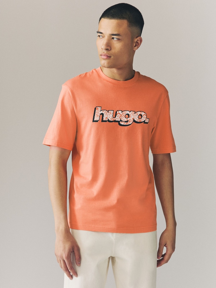HUGO Orange Graphic Logo 100% Cotton T-Shirt - Image 1 of 4