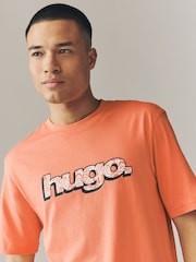 HUGO Orange Graphic Logo 100% Cotton T-Shirt - Image 3 of 4