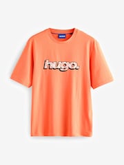 HUGO Orange Graphic Logo 100% Cotton T-Shirt - Image 4 of 4