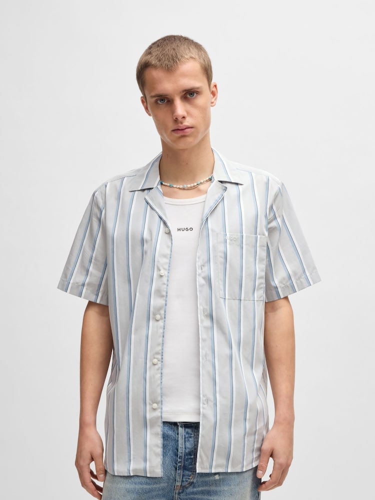 HUGO Grey Relaxed Fit Ellino 100% Cotton Shirt - Image 1 of 6