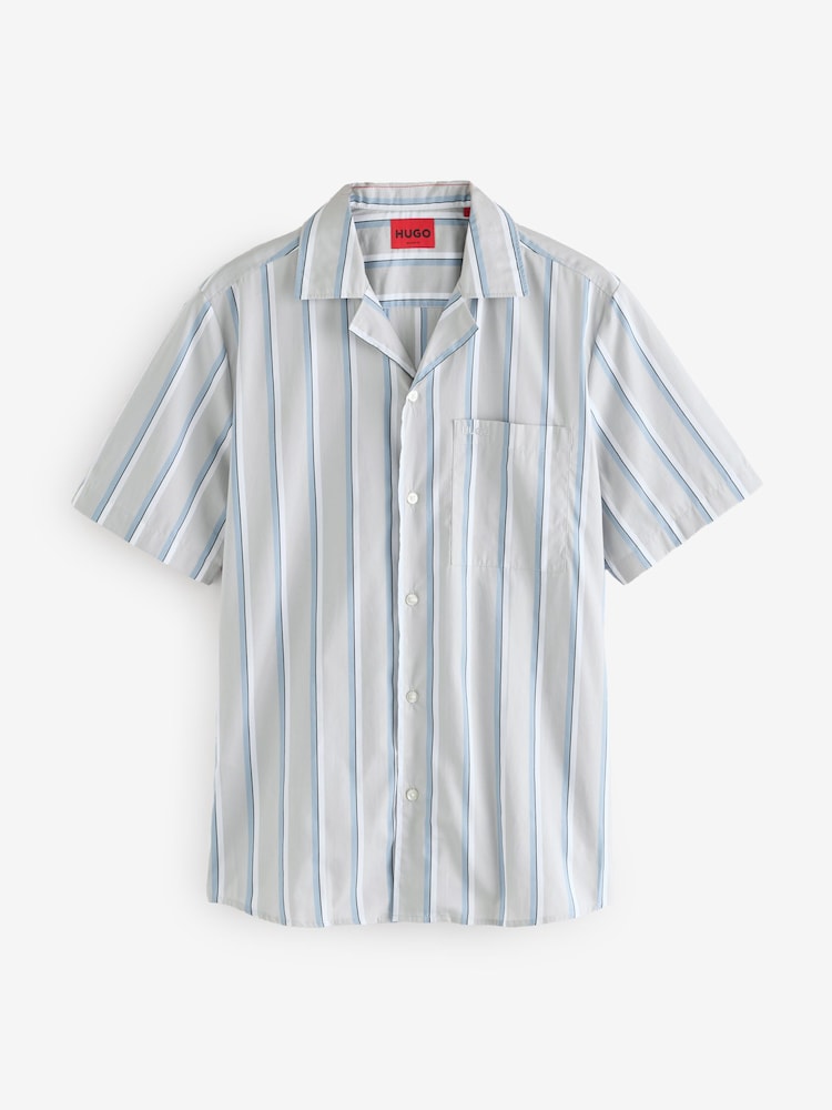 HUGO Grey Relaxed Fit Ellino 100% Cotton Shirt - Image 6 of 6 HUGO Grey Relaxed Fit Ellino 100% Cotton Shirt - Image 6 of 6