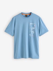 BOSS Blue Regular Fit 100% Cotton Graphic T-Shirt - Image 1 of 1