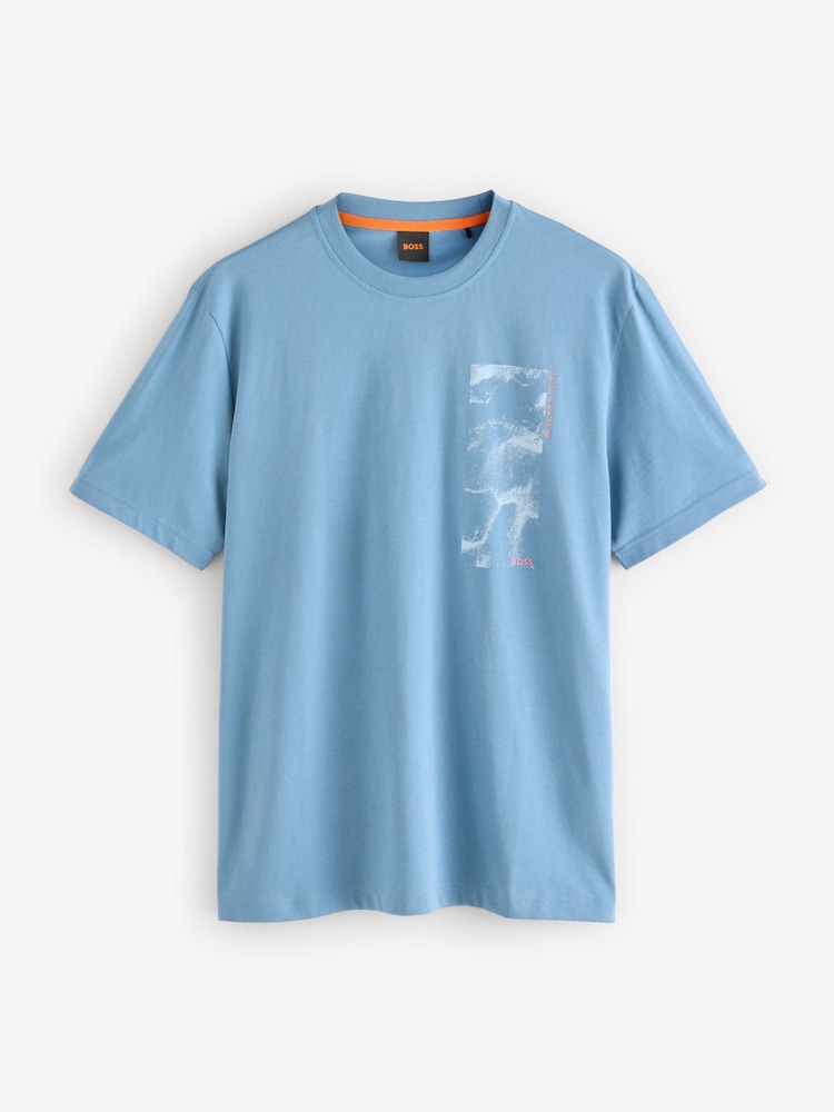 BOSS Blue Regular Fit 100% Cotton Graphic T-Shirt - Image 1 of 1