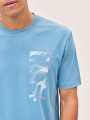 BOSS Blue Regular Fit Cotton Graphic Print T-Shirt - Image 3 of 5