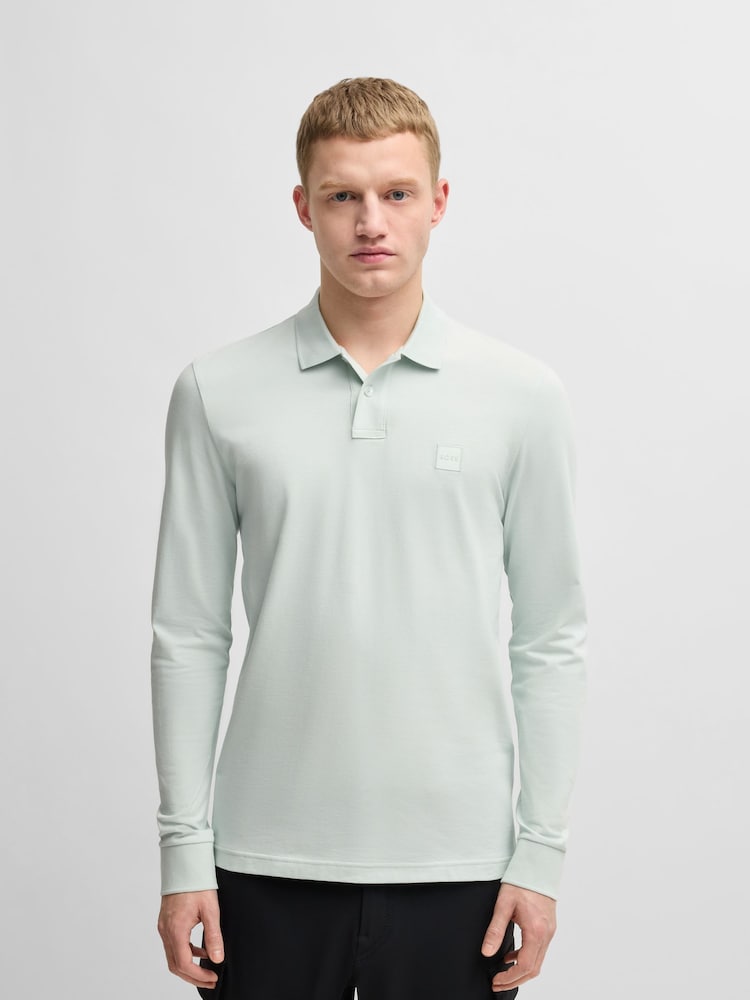 BOSS Blue Paaserby Long Sleeve Polo Shirt - Image 1 of 7