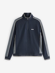 BOSS Blue Half Zip Logo Sweatshirt - Image 1 of 1