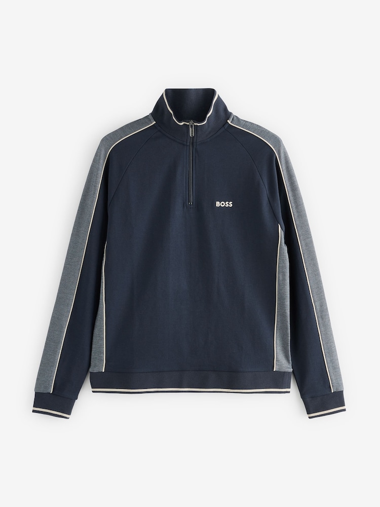 BOSS Blue Half Zip Logo Sweatshirt - Image 1 of 1
