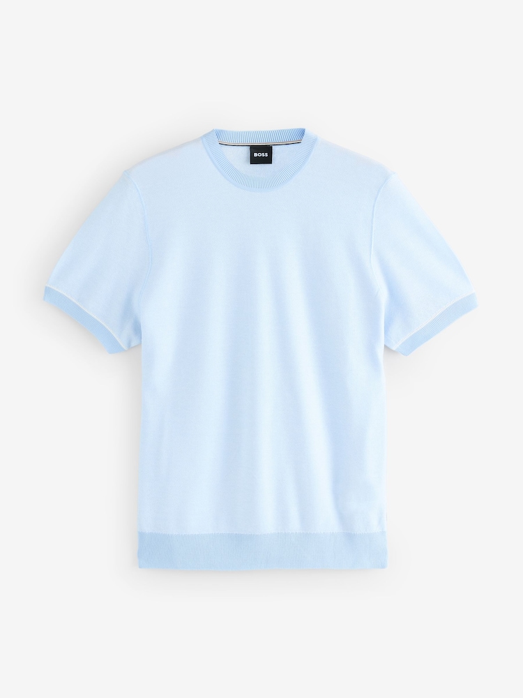 BOSS Light Blue Regular-Fit Crew Neck T-Shirt - Image 6 of 6