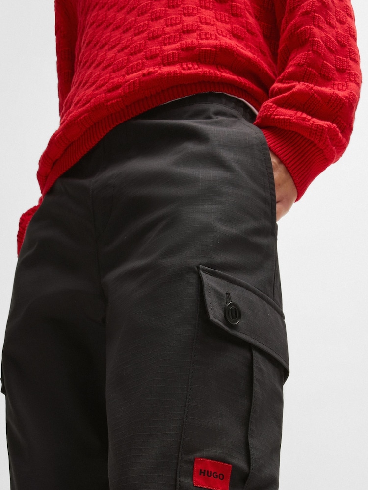 HUGO Grey Garlo 100% Cotton Trousers - Image 5 of 11