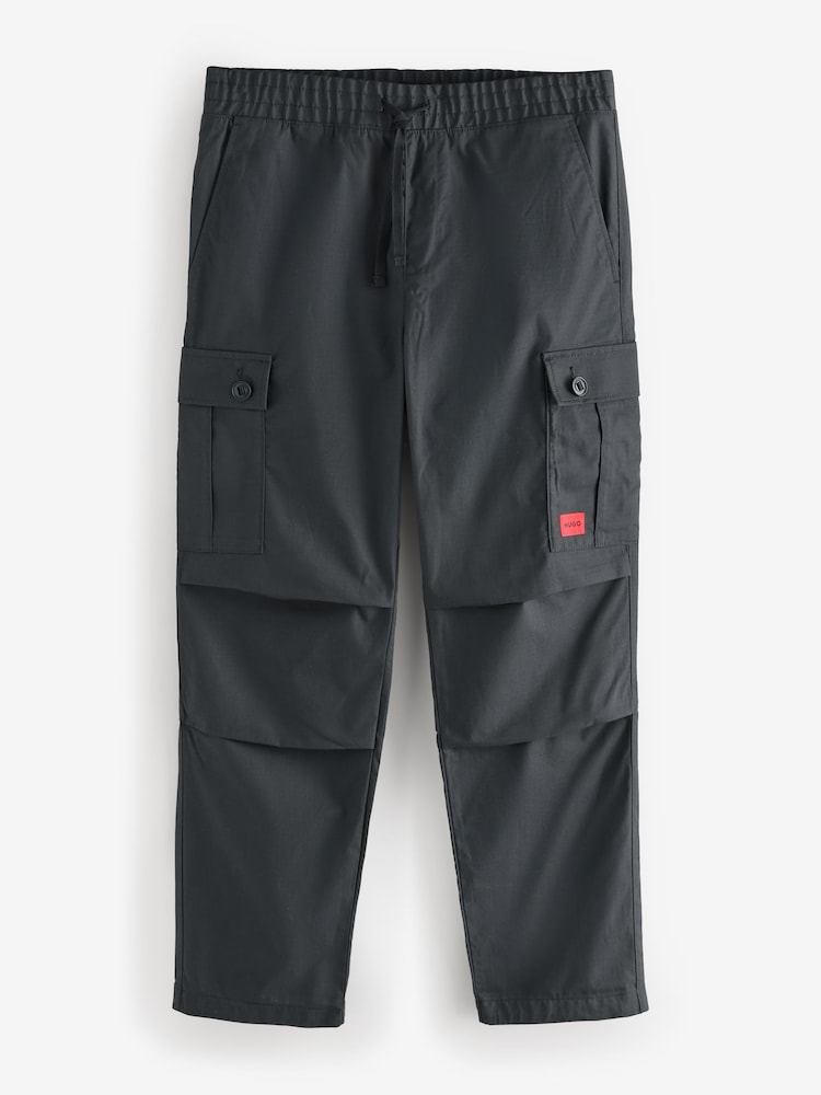 HUGO Grey Garlo 100% Cotton Trousers - Image 9 of 11