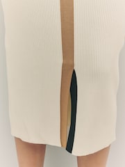 BOSS White Signature Stripe V-Neck Knit Midi Dress - Image 4 of 5