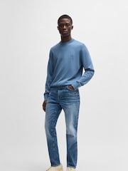BOSS Blue Kanovano Regular-Fit Box Logo Jumper - Image 3 of 5