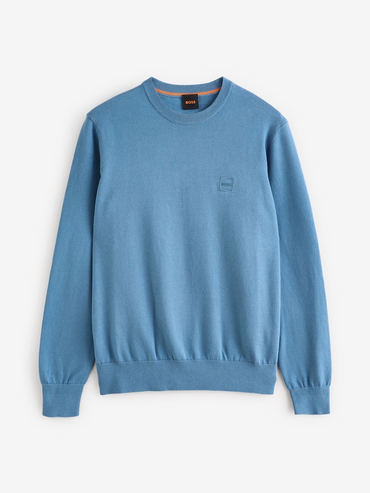 BOSS Blue Kanovano Regular-Fit Box Logo Jumper - Image 5 of 5