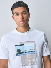 BOSS White Regular Fit Graphic 100% Cotton T-Shirt - Image 3 of 5