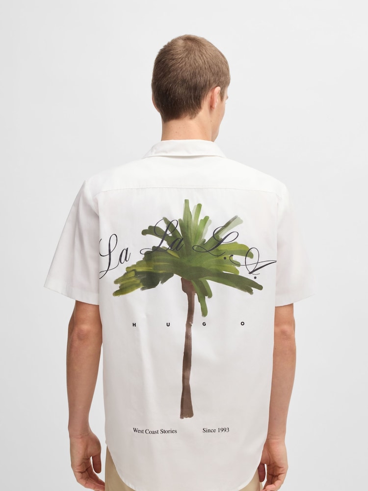 HUGO White Relaxed Fit Ellino 100% Cotton Shirt - Image 2 of 7 HUGO White Relaxed Fit Ellino 100% Cotton Shirt - Image 2 of 7