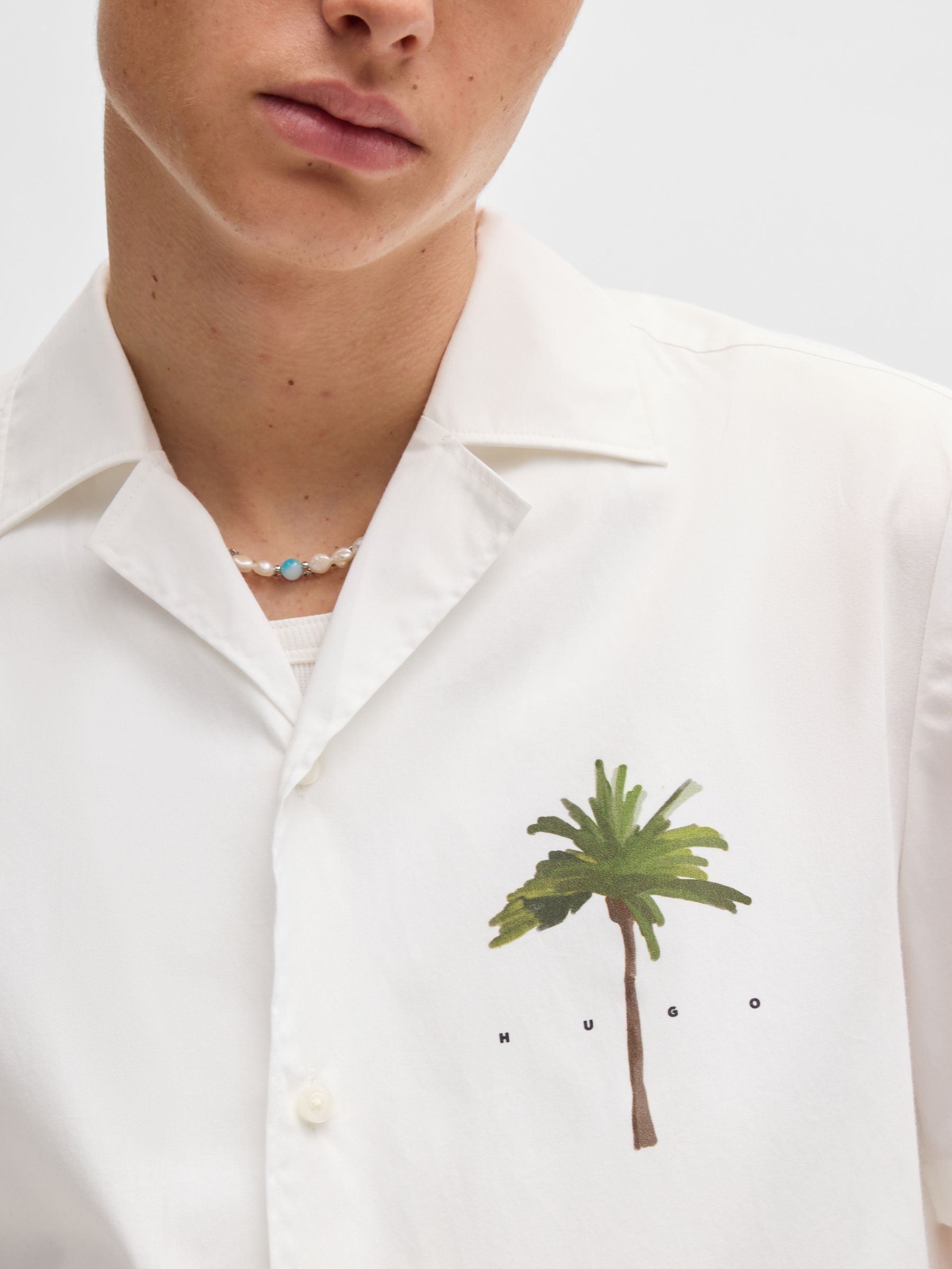 HUGO White Relaxed Fit Ellino 100% Cotton Shirt - Image 4 of 7