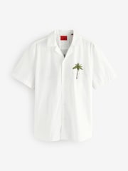 HUGO White Relaxed Fit Ellino 100% Cotton Shirt - Image 6 of 7