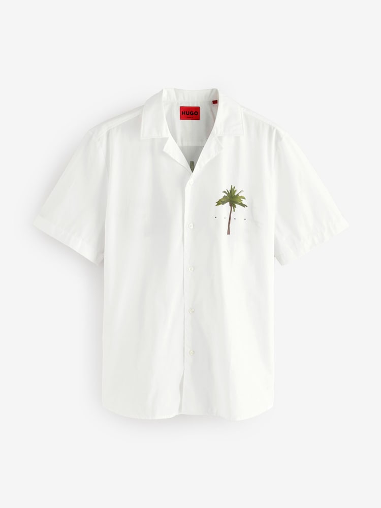 HUGO White Relaxed Fit Ellino 100% Cotton Shirt - Image 6 of 7