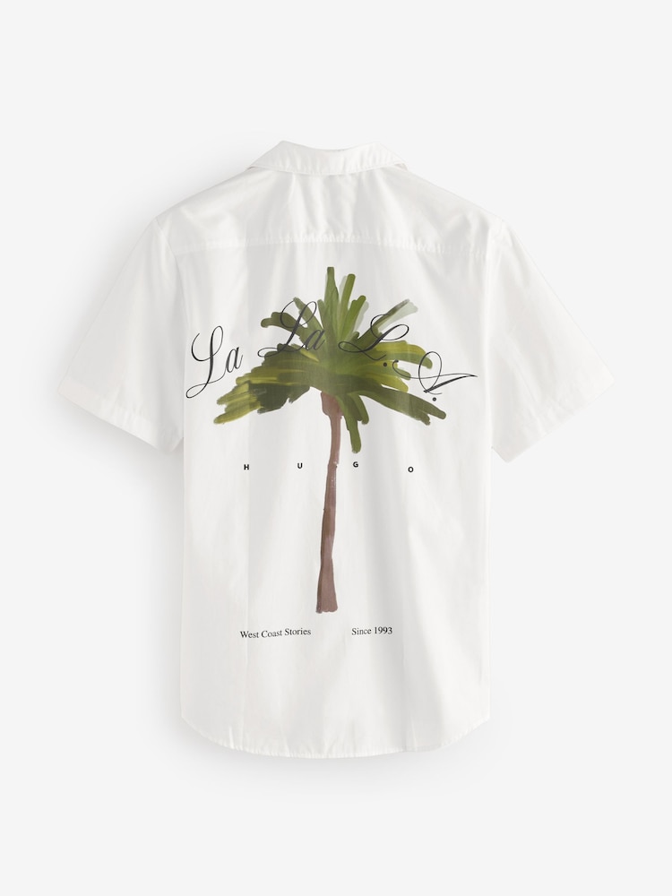 HUGO White Relaxed Fit Ellino 100% Cotton Shirt - Image 7 of 7