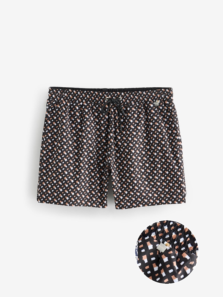BOSS Black Printed Swim Shorts - Image 1 of 5 BOSS Black Printed Swim Shorts - Image 1 of 5