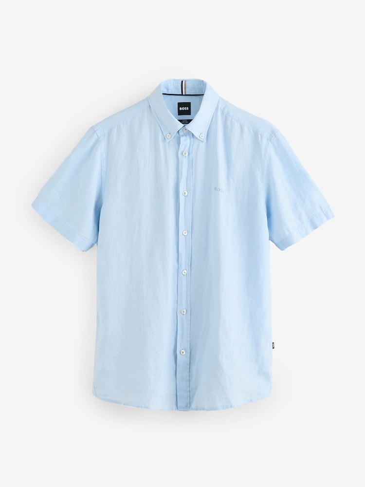 BOSS Blue Slim Fit Roan 100% Linen Shirt - Image 1 of 1
