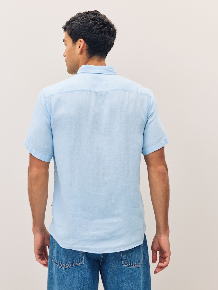 BOSS Blue Slim Fit Roan 100% Linen Shirt - Image 2 of 5