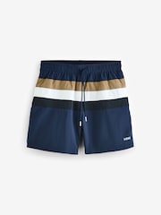 BOSS Blue Louis Stripe Swim Shorts - Image 5 of 10