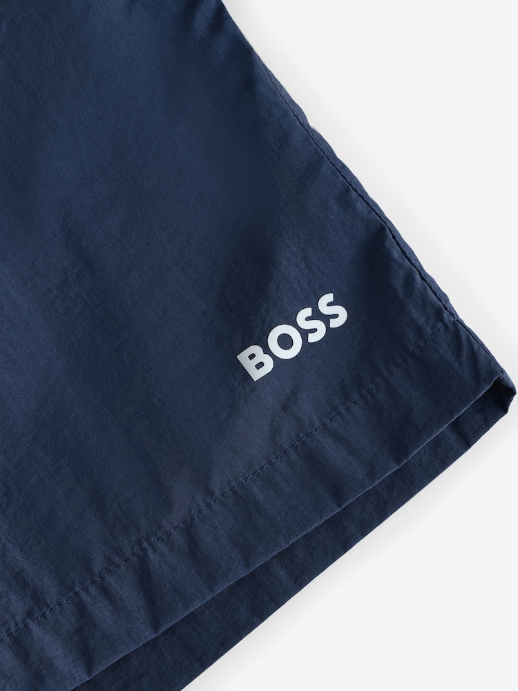 BOSS Blue Louis Stripe Swim Shorts - Image 9 of 10