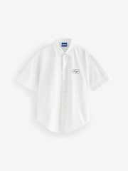 HUGO White Patch Logo Short Sleeve 100% Cotton Shirt - Image 4 of 5